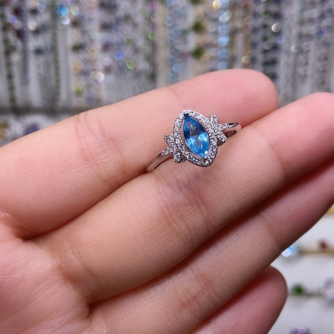 托帕石戒指银S925镶嵌