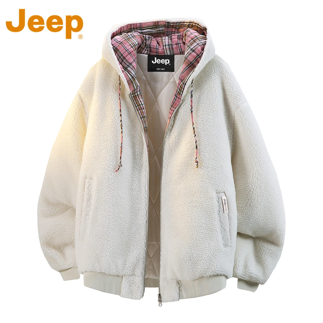 JEEP吉普美式羊羔绒棉服男款冬季宽松潮牌加绒加厚保暖棉衣外套男