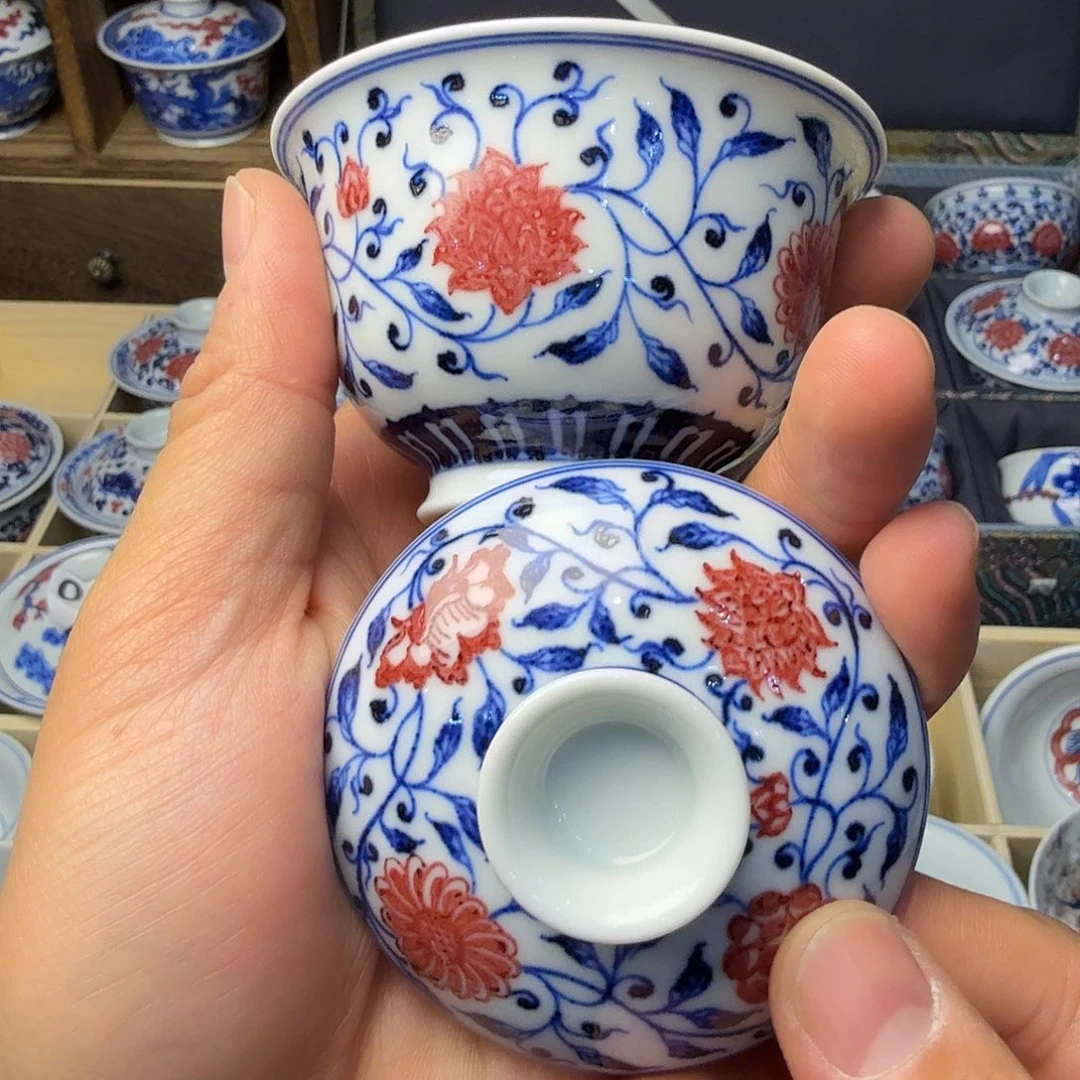 ****y釉里红岩茶盖碗80ml