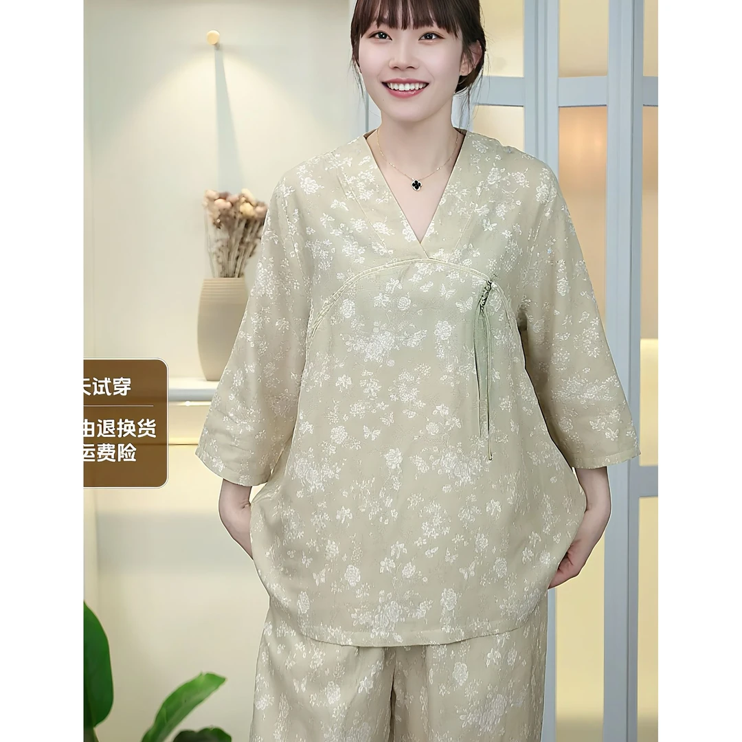 国风款纯棉双层纱系列空调服 睡衣家居服