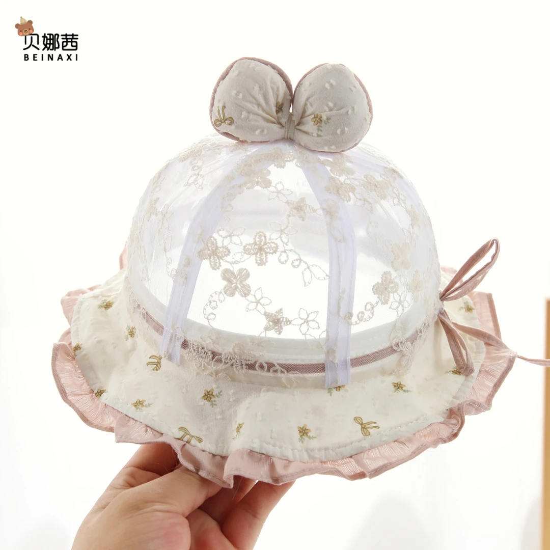 Beinaqian/贝娜茜婴儿帽子夏季薄款女宝宝防晒遮阳帽公主风太阳帽
