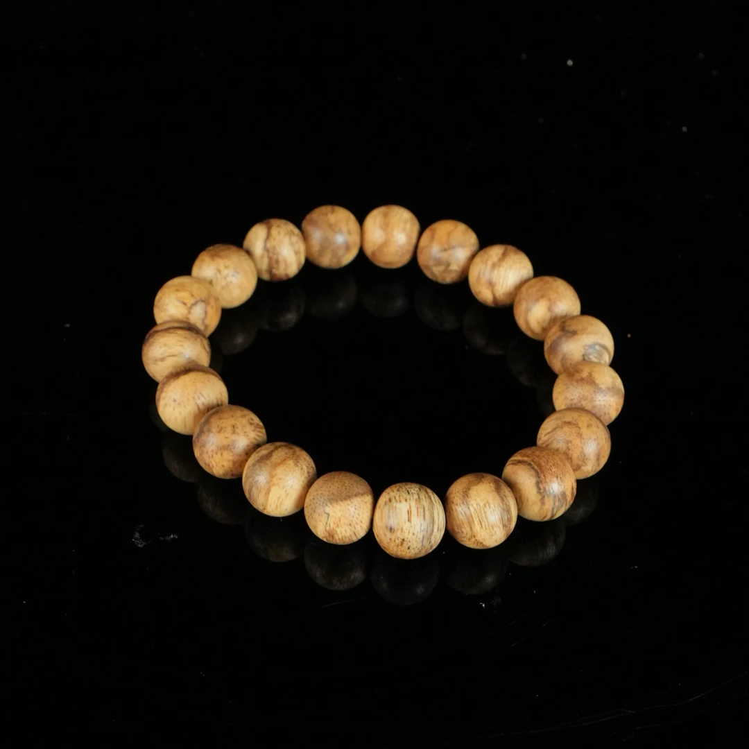 B5475 斯里兰卡黑油虎斑老料沉香手串 1.15cm 10.6g