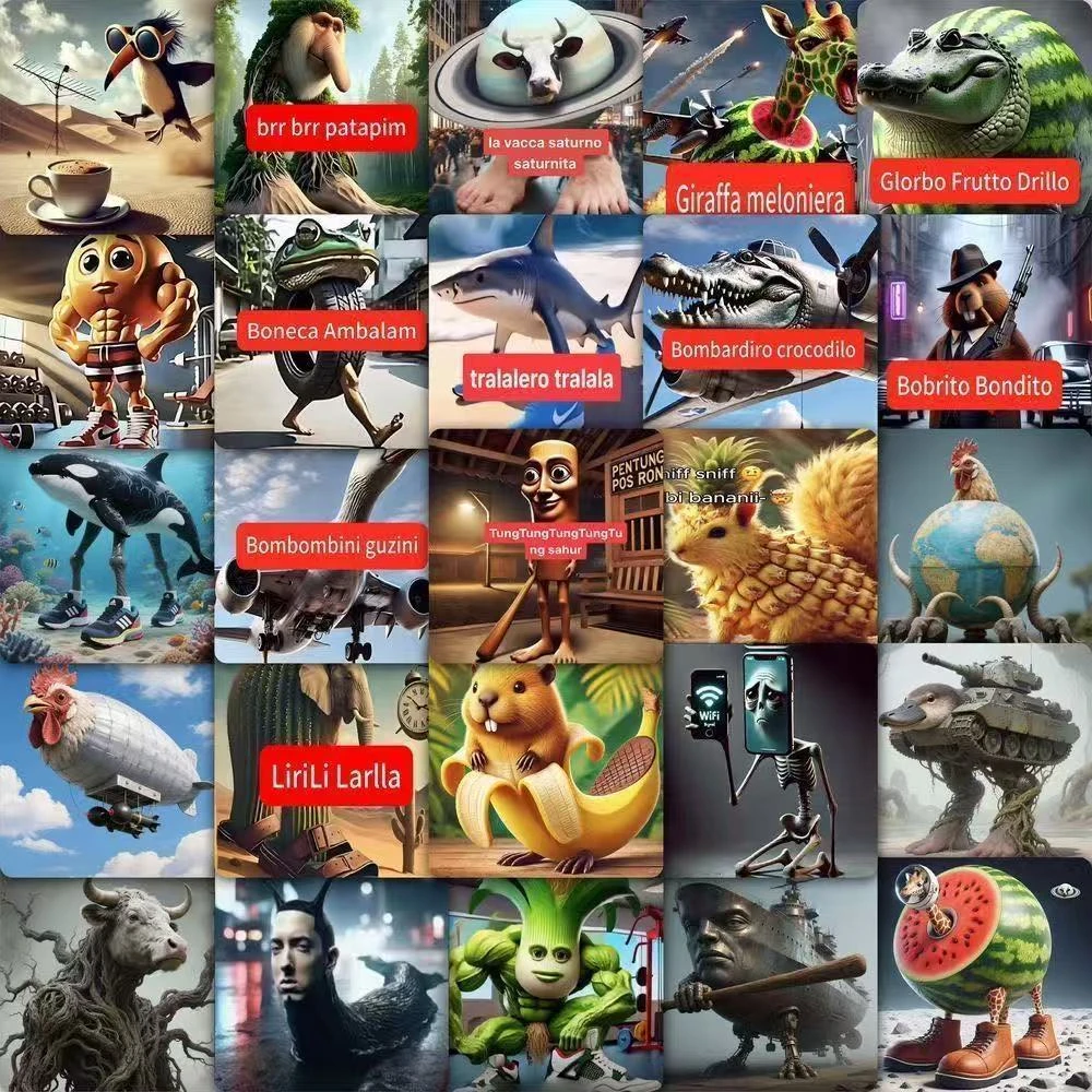 65张tungtungtungsahur美国山海经抽象沙雕贴纸意义不明创意贴画