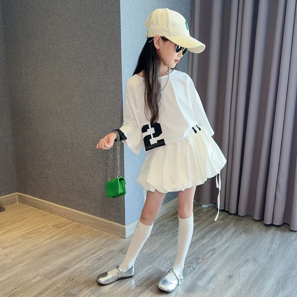 女童宽松上衣花苞裙套装儿童甜酷夏季显瘦洋气半身裙两件套短裙潮