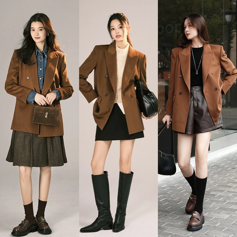 【特价捡漏】柑橘落日羊绒西装 羊毛双排扣西服美洋MEIYANG