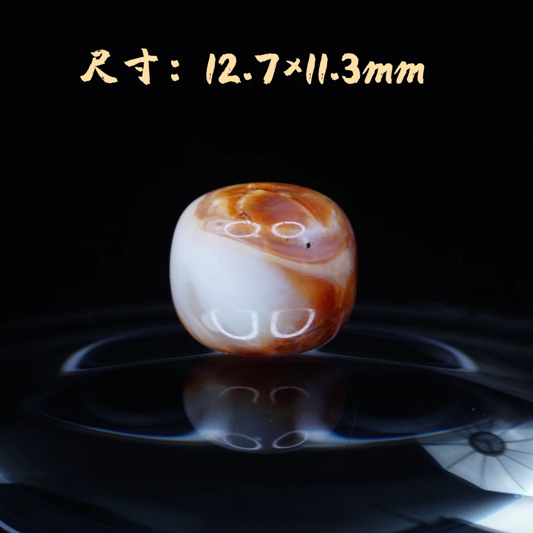 12.7mm红白彩沁溶洞妖花老型   天然琥珀蜜蜡手作精品文玩配饰