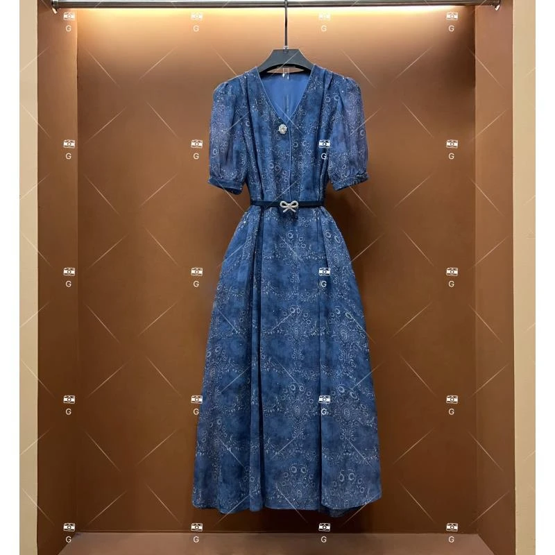 春夏丨设计师轻奢法式印花女士连衣裙 GS-56106