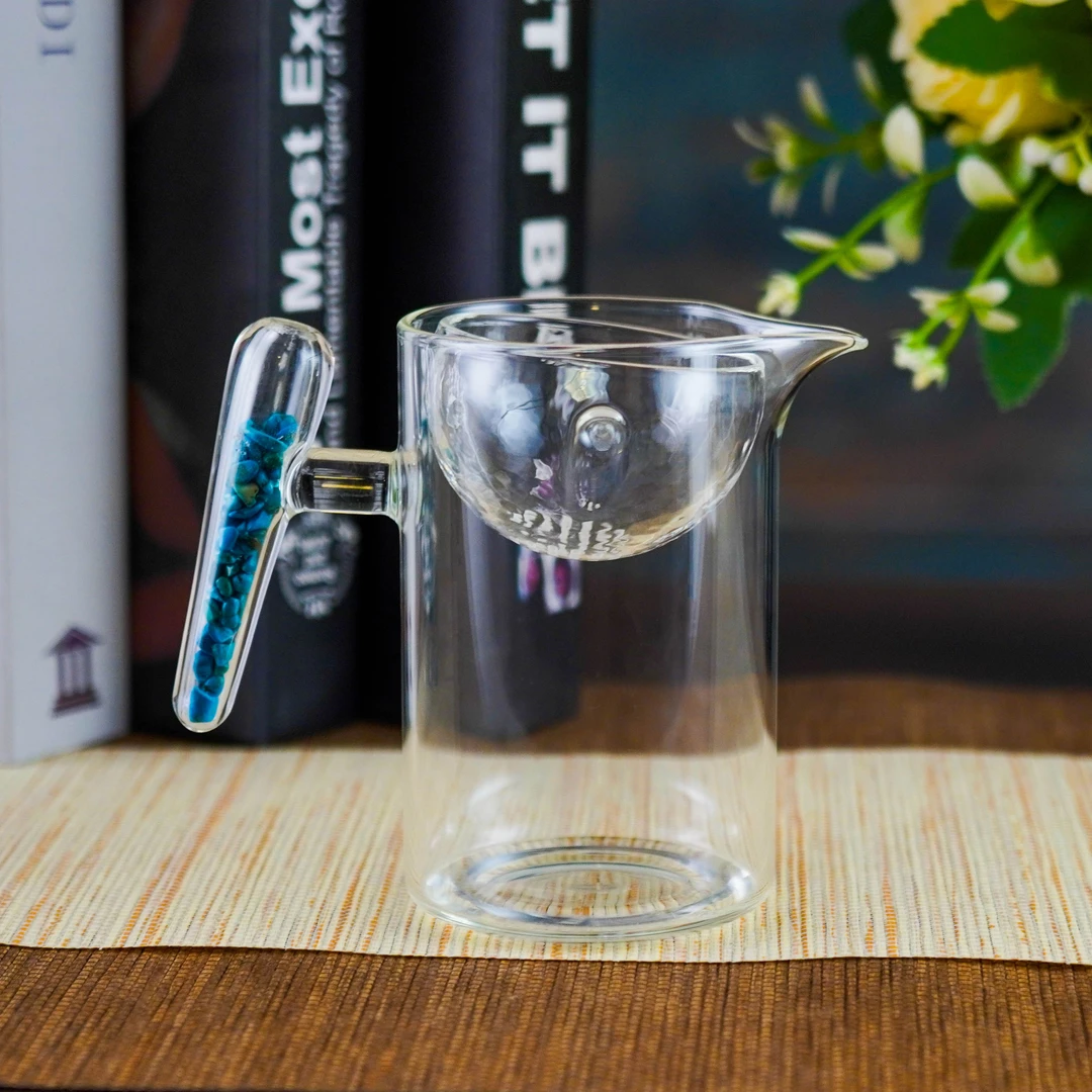 晶焱半月过滤纯手工公道杯茶道茶海耐热分茶器透明绿色个性创意