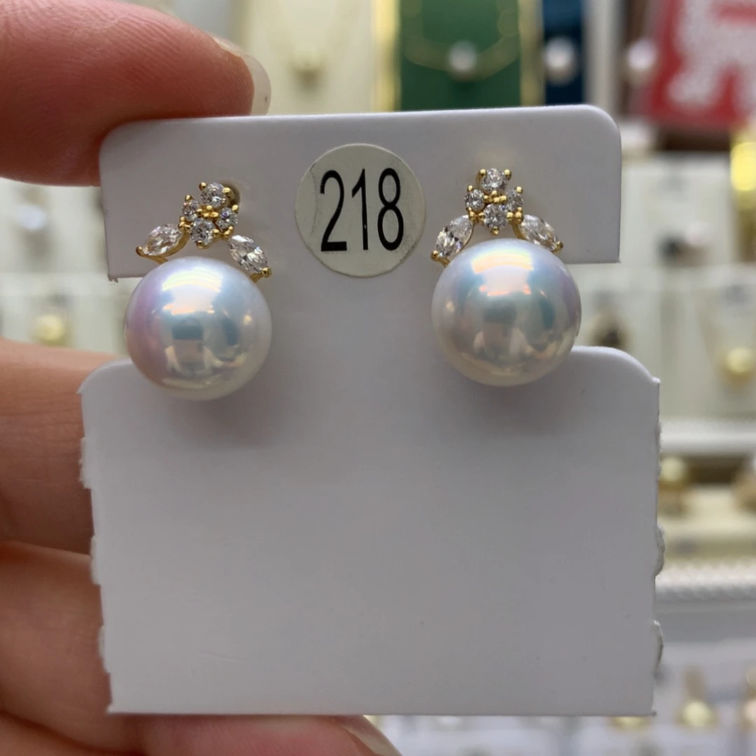 淡水珍珠耳饰18K金镶嵌