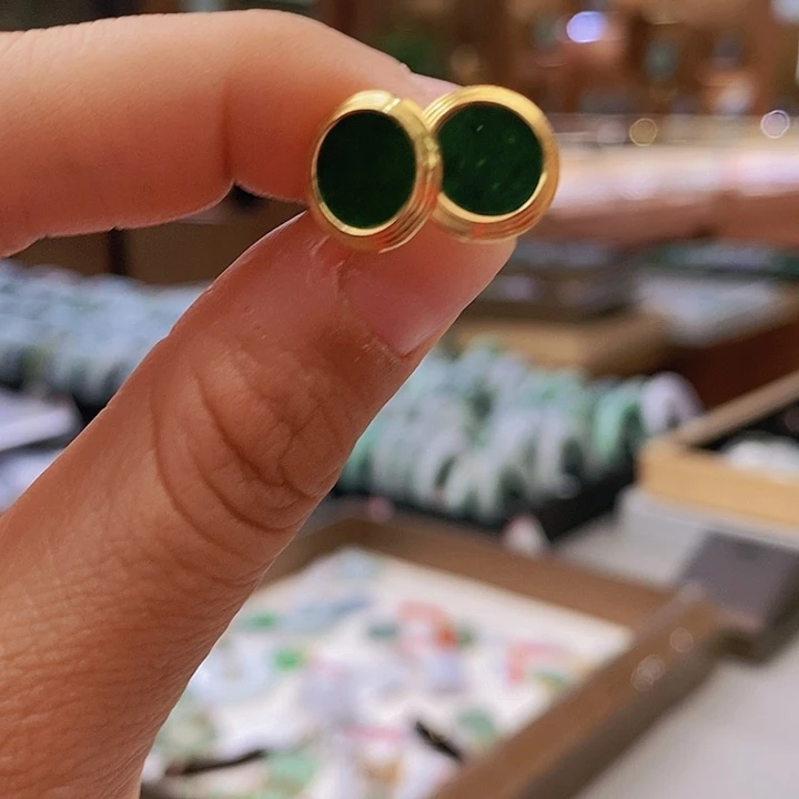 翡翠耳饰银S925镶嵌?****媚耳钉