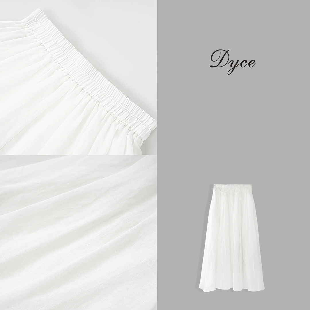 DYCE【晨雾】100苎麻夏天新款女装白色半身裙高级感纱裙气质