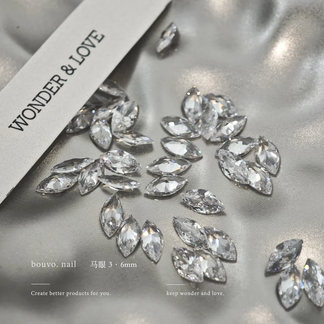 Bouvo宝璐 锆石精品7A平底/尖底锆石 璀璨异形马眼水滴方糖美甲钻