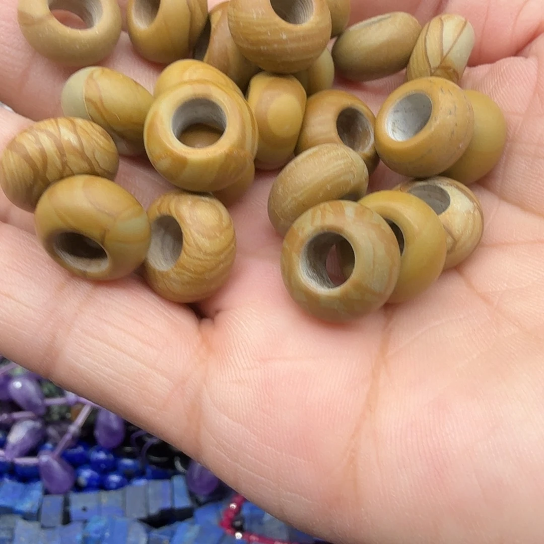 未镶嵌水晶珠宝半成品木化石跑环10颗