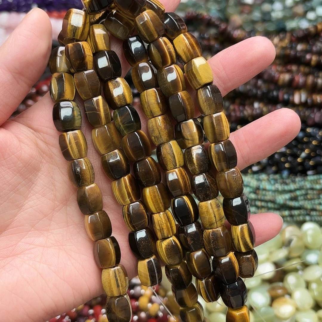 玛瑙/玉髓未镶嵌珠宝半成品卡11虎眼长瓜珠24颗