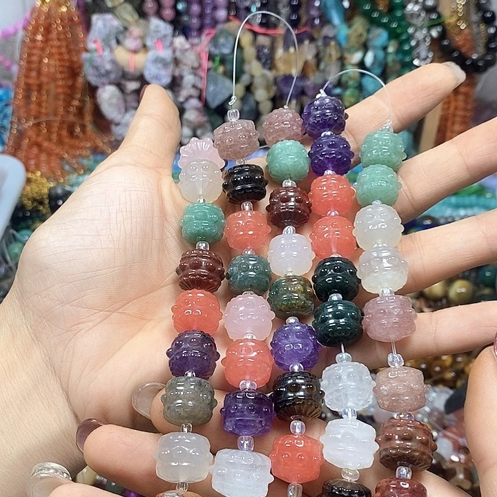 未镶嵌玛瑙/玉髓珠宝半成品放漏价：多宝鼓珠卡15mm10颗
