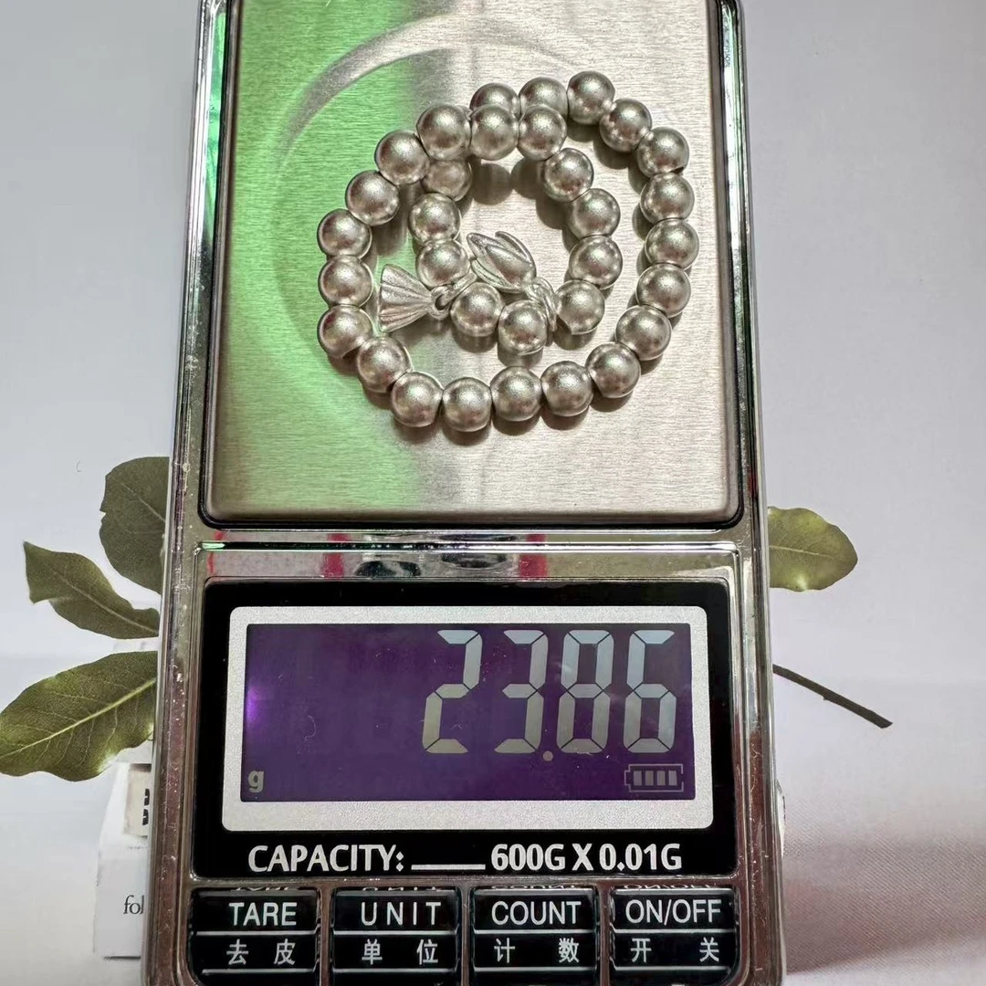 足银手链 纯银手链999足银园珠子