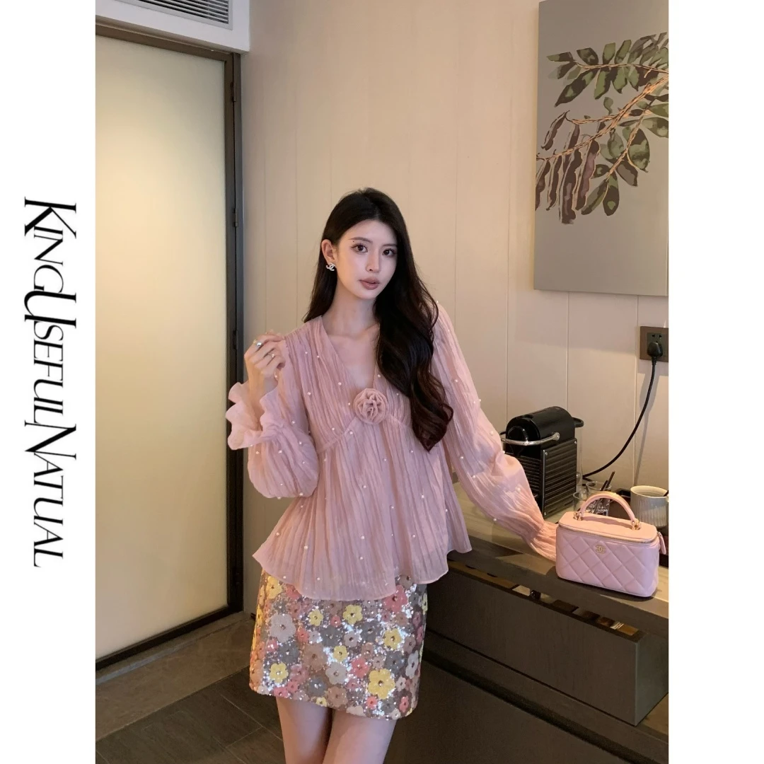 KUN【千金芭蕾】减龄娃娃衫 巨好看的嫩粉色压褶可调节领口上衣