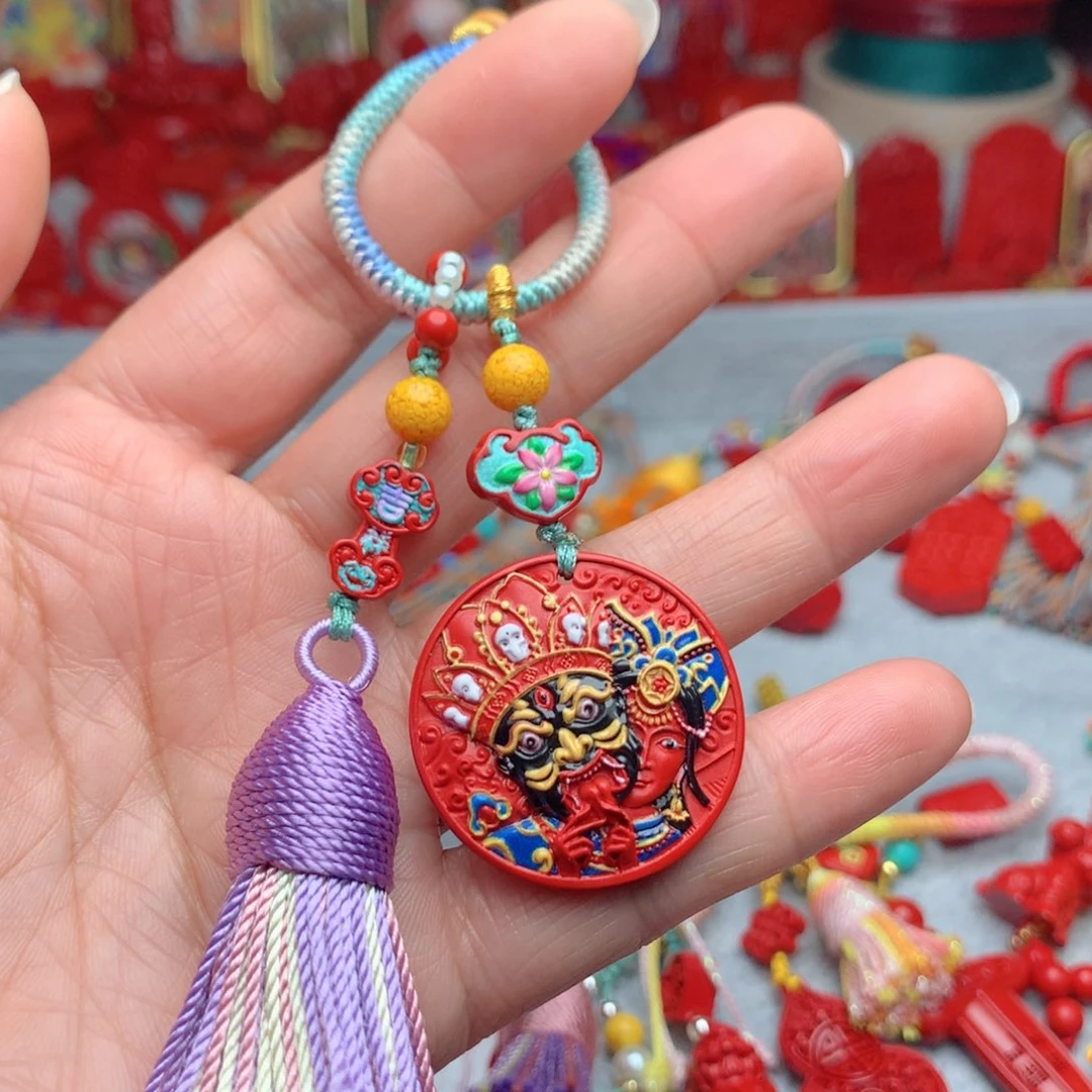 天然辰砂工艺品朱砂钥匙扣包包挂