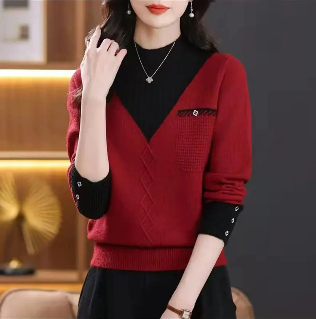 新款高档套头内搭毛衣女针织衫时尚休闲减龄外穿上衣毛衣2569