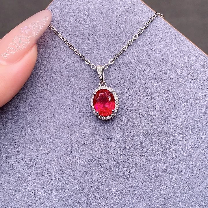 银S925镶嵌颈饰红宝石
