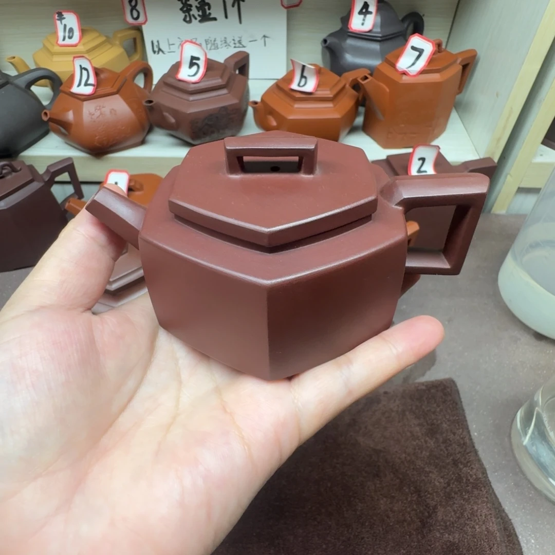 茶壶紫泥半手六方井栏150cc瑕疵有印