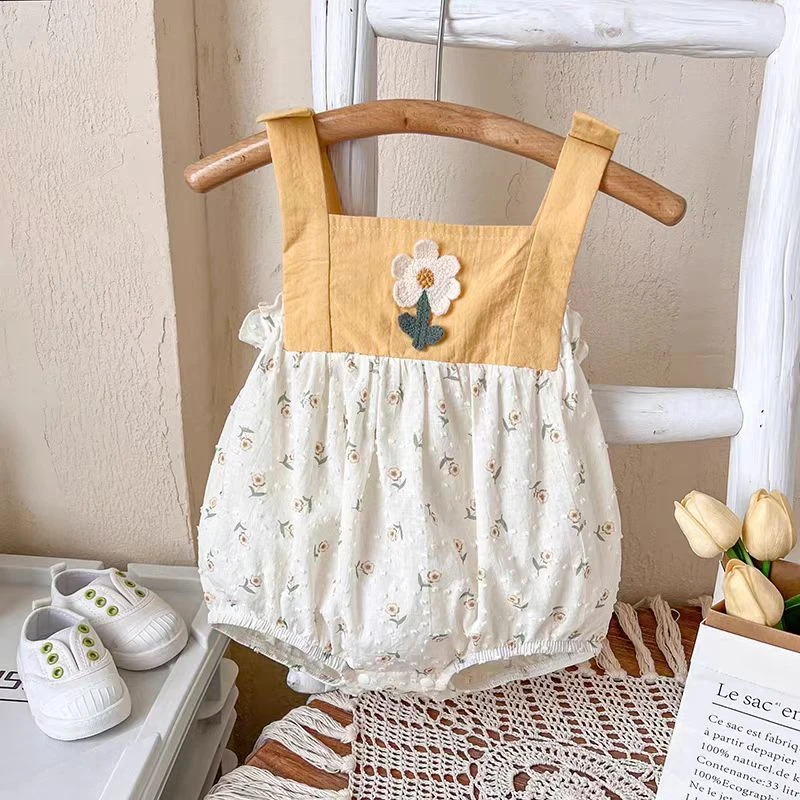 24278拼色小花吊带包屁（以直播衣服为准）婴幼儿衣服