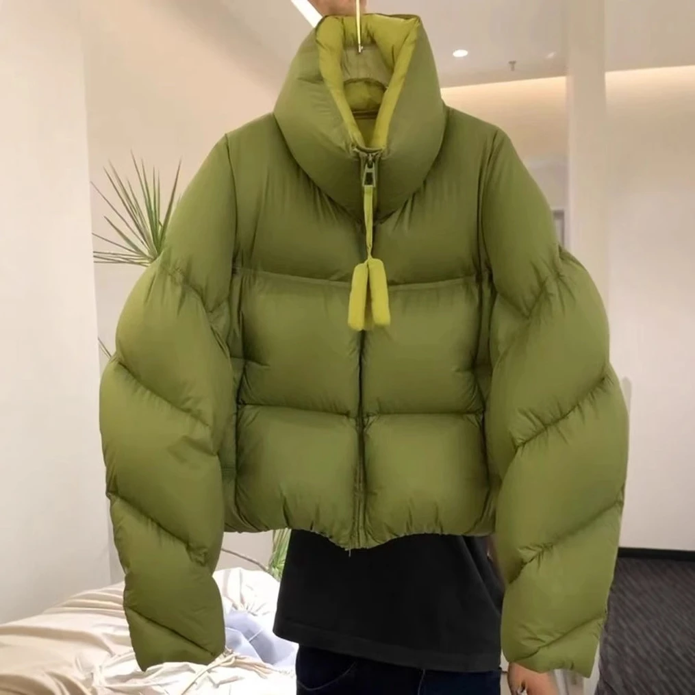 棉服女2025年新款冬季气质设计感撞色减龄洋气短款立领面包服潮