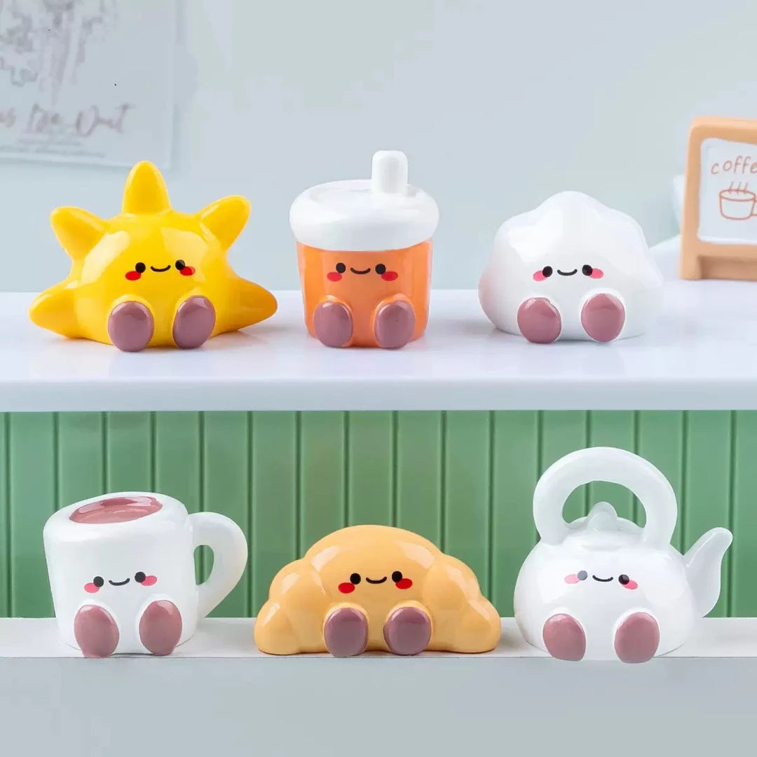 【对对碰】可爱奶茶牛角包治愈小物diy装饰品汽车载桌面摆件创意
