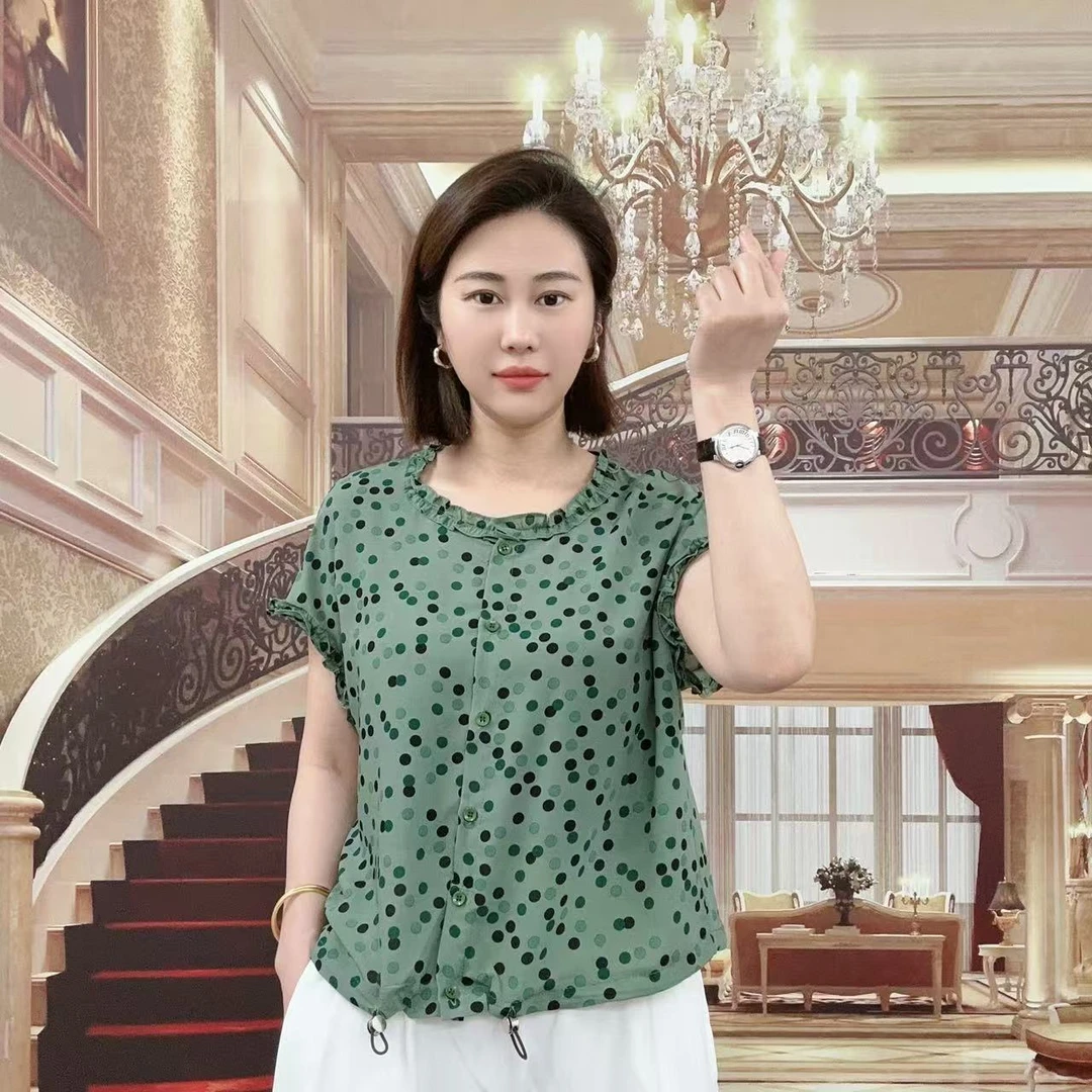 2025夏季新款洋气碎花减龄提花高级感透气短袖T恤女士上衣