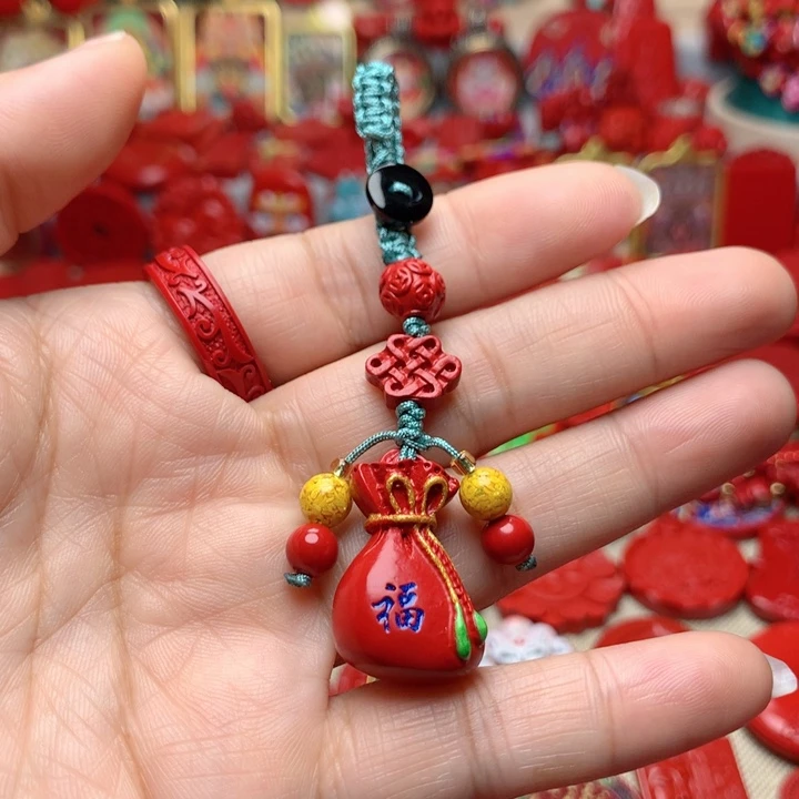 天然辰砂工艺品朱砂钥匙扣