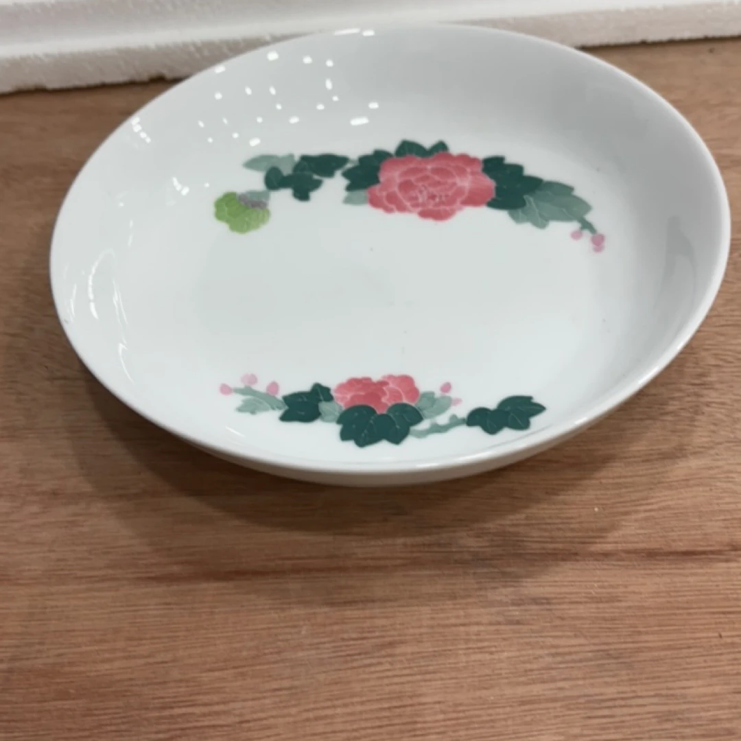 芙蓉花手绘深盘18cm(微瑕,