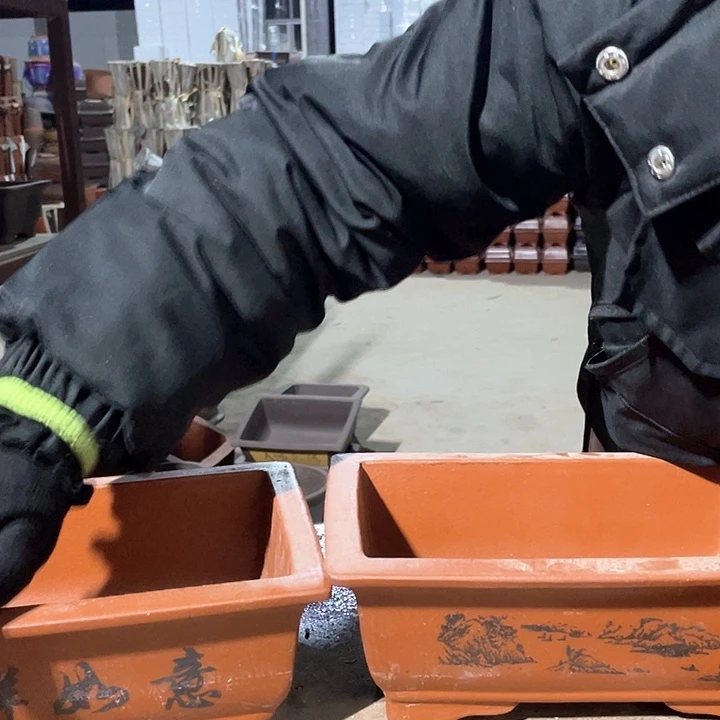 紫砂红色马槽26+26花盆