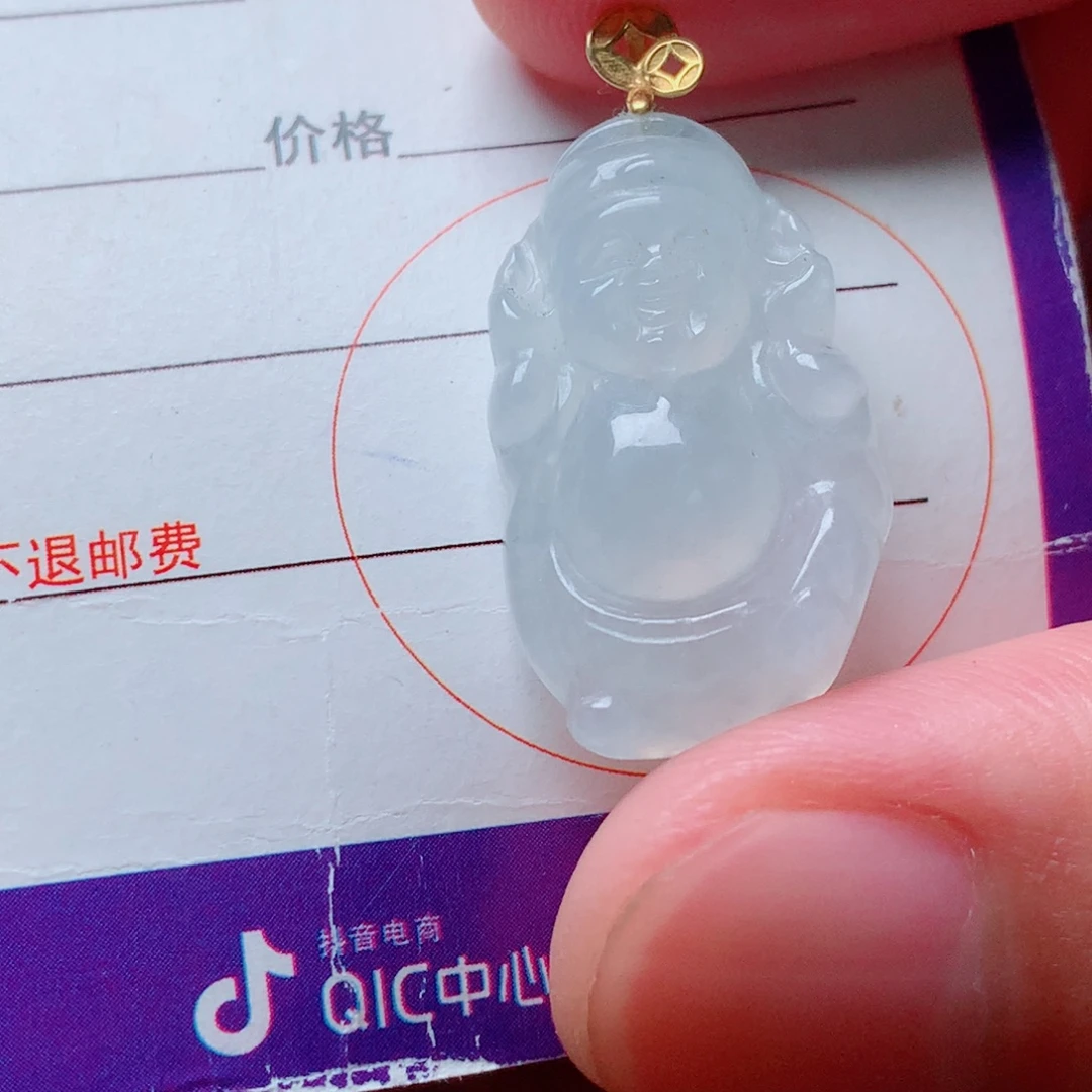 翡翠18K金镶嵌颈饰白冰