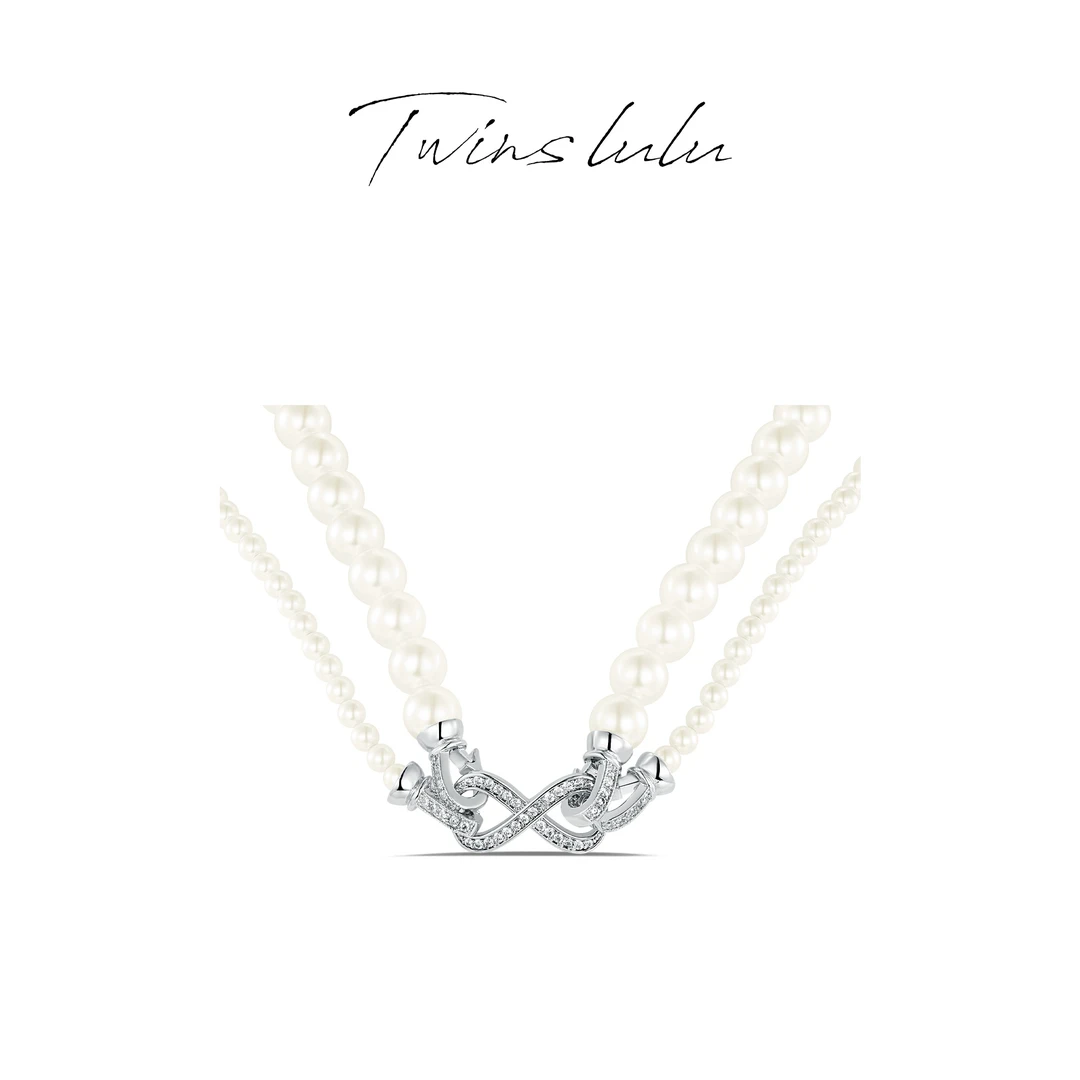 TWINS LULU 流光风 秋上新温柔感扭结双层项链首饰送女友TSJ9425
