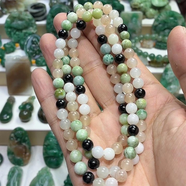 独山玉未镶嵌手串卡6.8 108颗