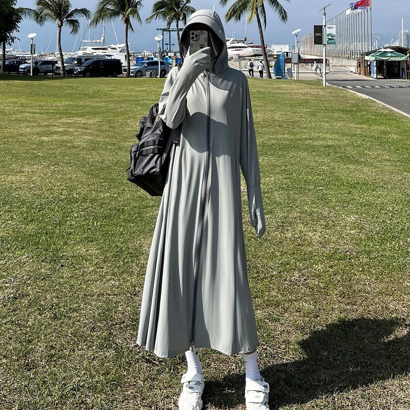 防晒衣女款夏季长款全身防紫外线电动车冰丝专业upf50修身外套