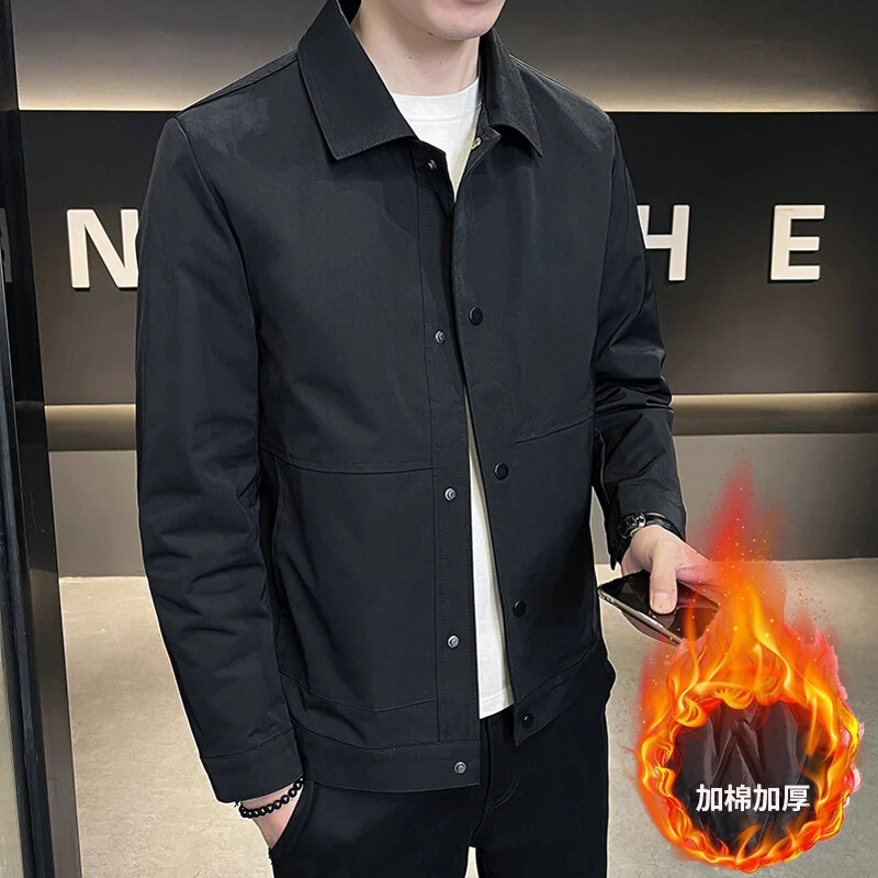 加棉加厚外套男款秋冬季2025新款翻领薄棉衣衣服棉袄夹克棉衣男
