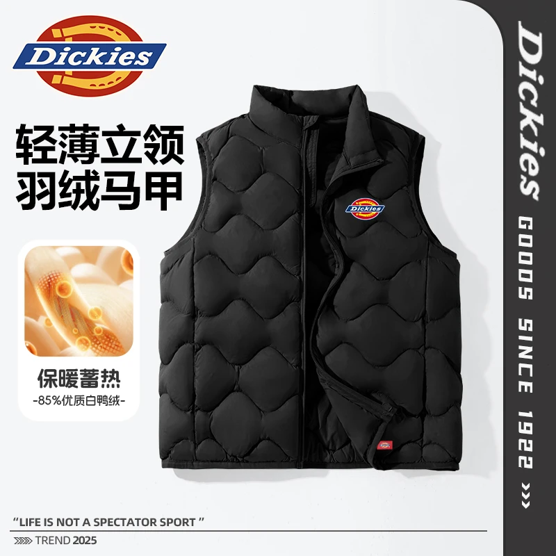 Dickies童装男童白鸭绒马甲秋冬款儿童保暖立领外套小童校服神器