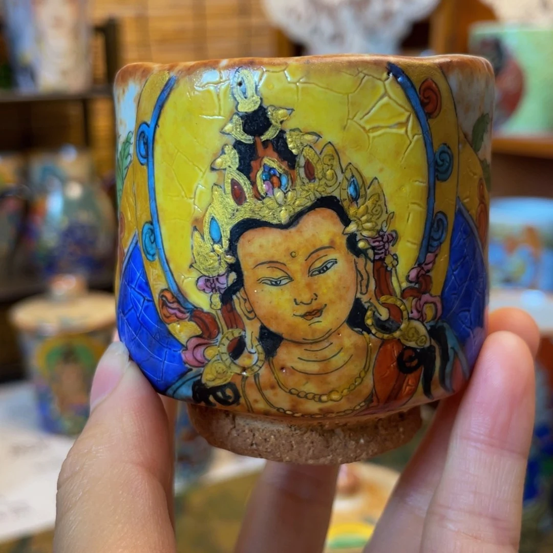 手绘弥勒菩萨杯杯