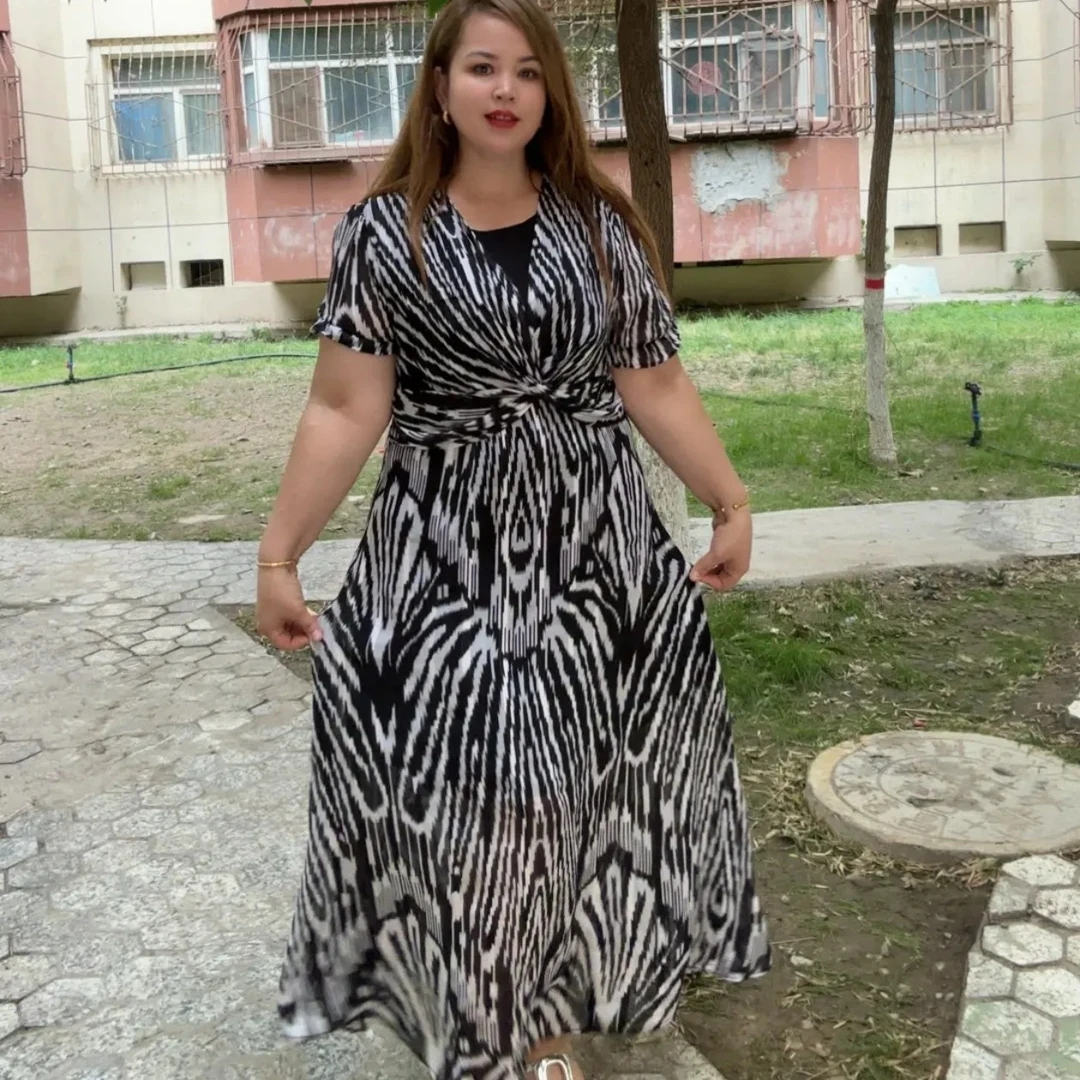 民族风艾特莱斯短袖连衣裙