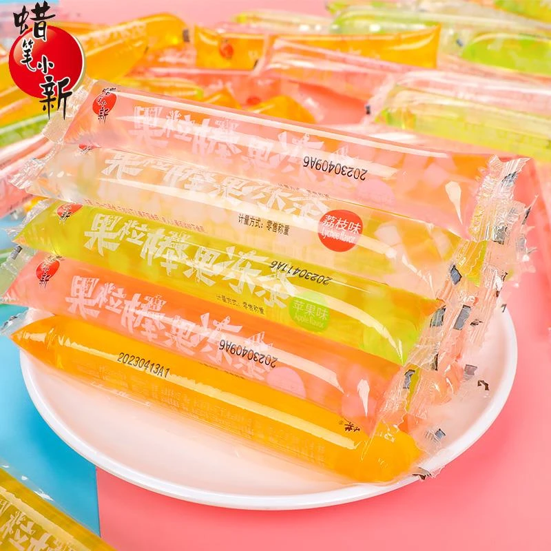 蜡笔小新果粒果冻条散称草莓荔枝苹果香橙味儿童可吸果冻零食笋1g