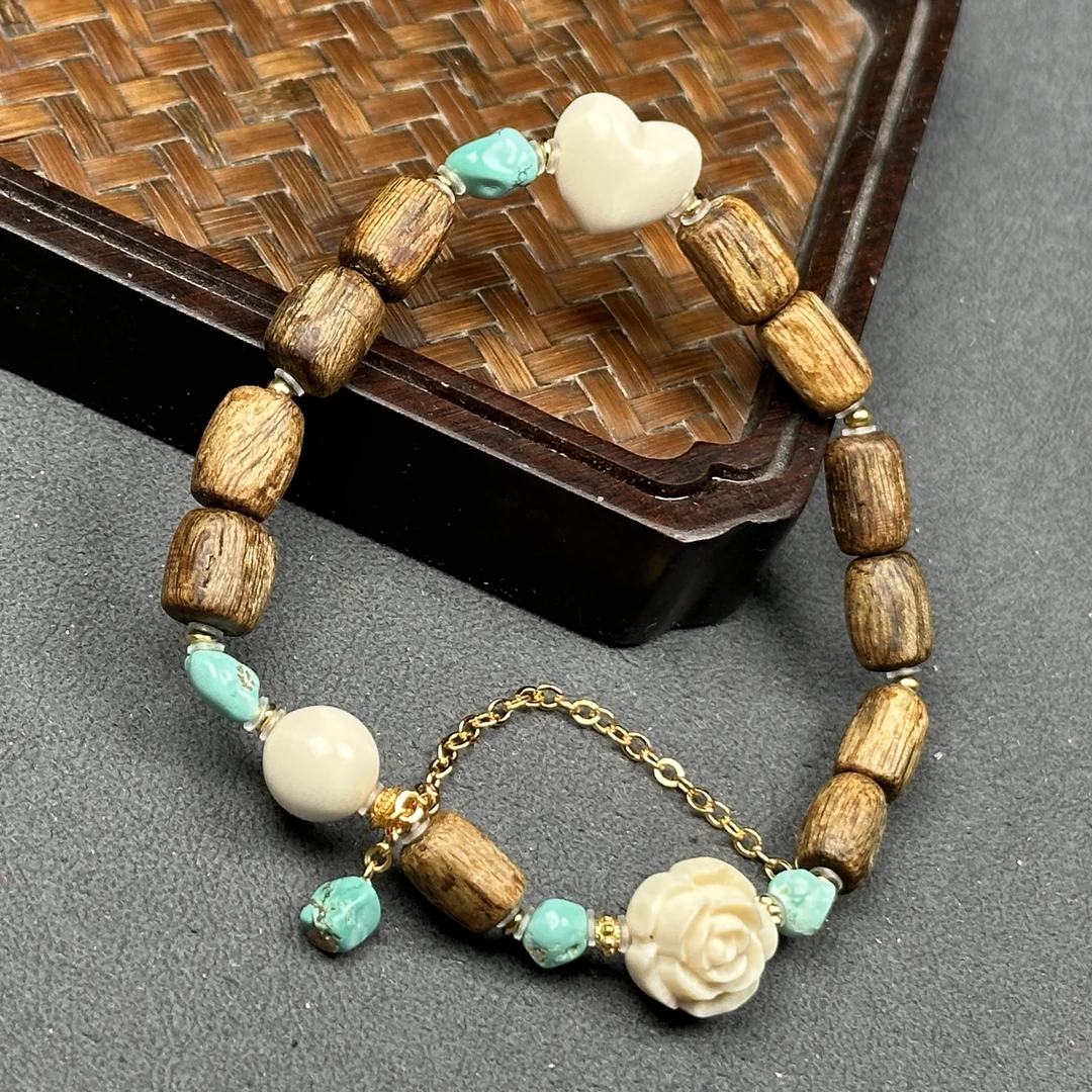 A084天然猛犸牙爱心多宝手串7+mm支持鉴定假一罚四