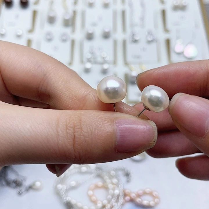 淡水珍珠耳饰银S925镶嵌文**公