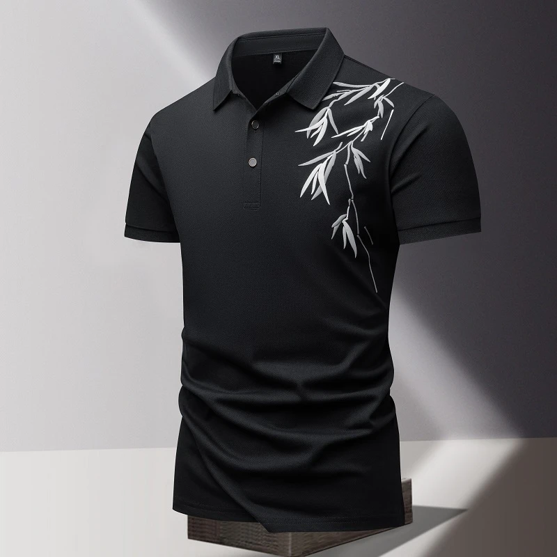 薄款短袖男t恤Polo衫透气舒适男款国潮复古风商务休闲简约