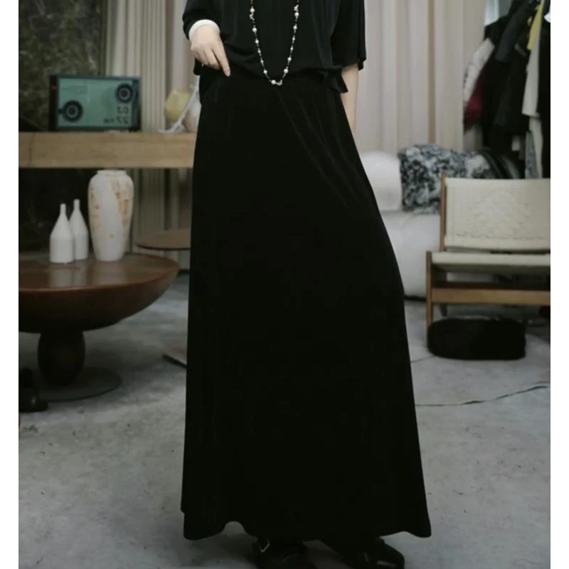 infobyfive2025夏季新款醋酸松紧腰长裙半身裙NF0505142