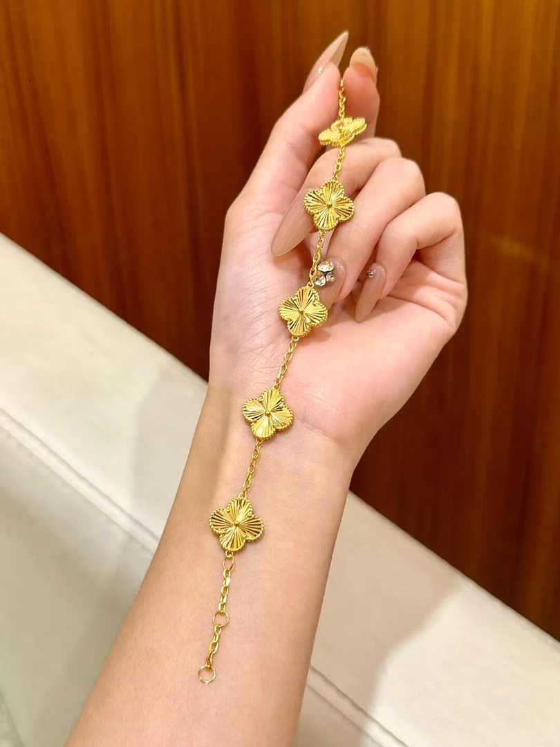 足银手链 足银手链 五花镭射手链时尚百搭气质双面经典女士