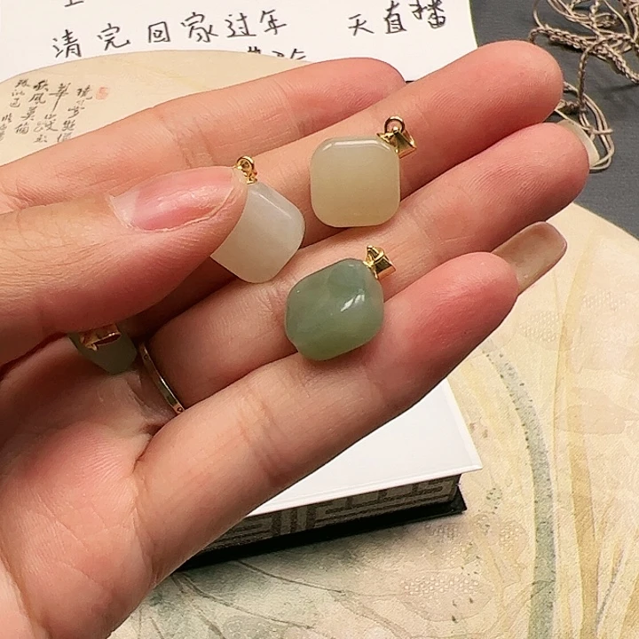 和田玉颈饰银S925镶嵌9
