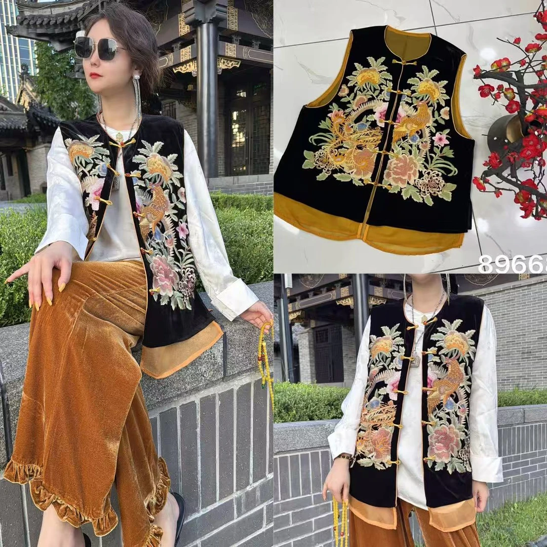 89668新中式刺绣国风重工马甲