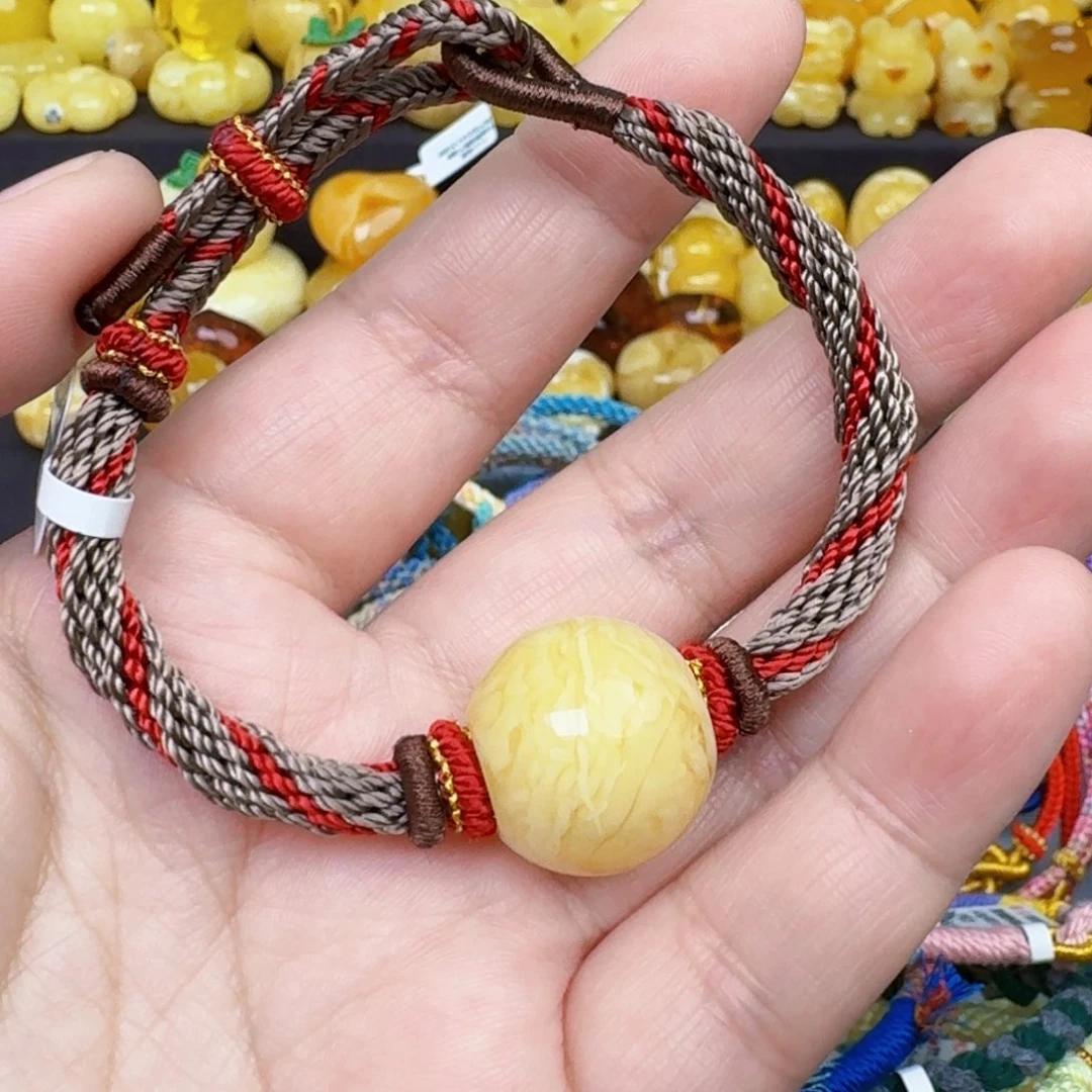 琥珀手绳未镶嵌欢****年蜜蜡手绳