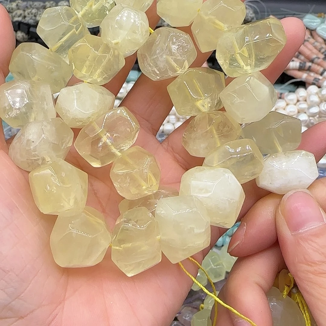 玛瑙/玉髓合金珠宝半成品柠檬晶14-17mm一条